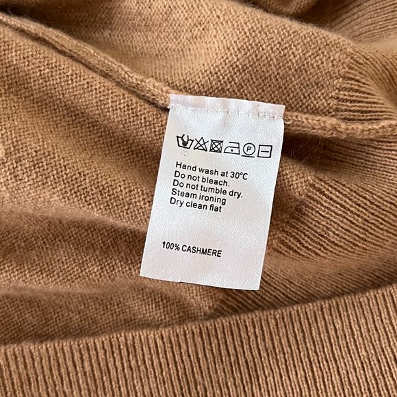 Annie + Otis Brown Tan Puff Sleeve Cashmere V Neck Sweater Women Women Large - Picture 8 of 8